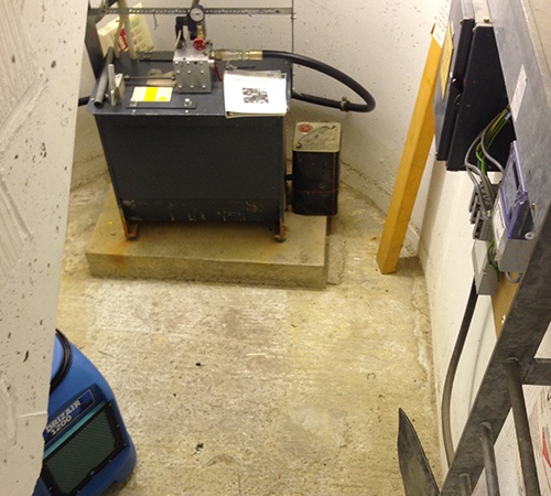 Basement after experiencing a dehumidifier