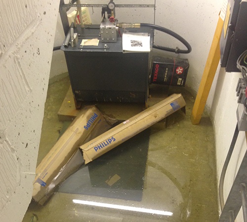 Basement after experiencing a leak