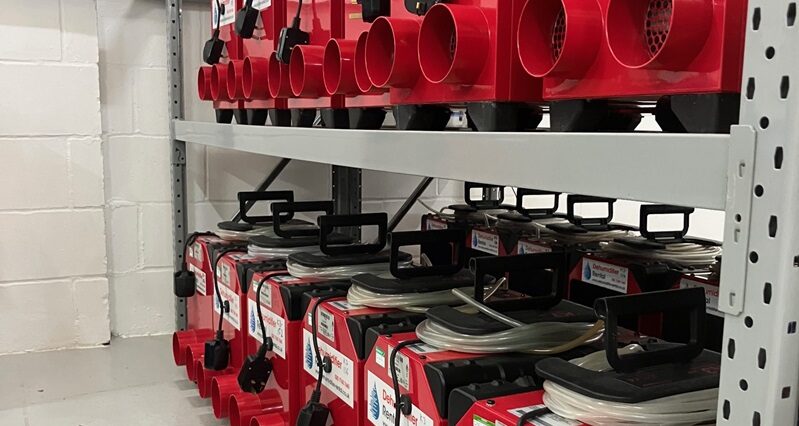 Dehumidifiers on a shelf